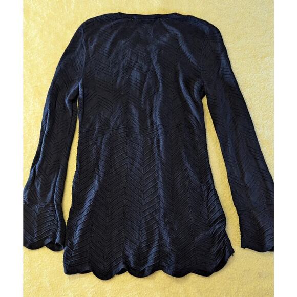 WHITE‎ HOUSE BLACK MARKET Lace Up Scallop Trim Chevron Knit Sweater XS - Picture 5 of 7